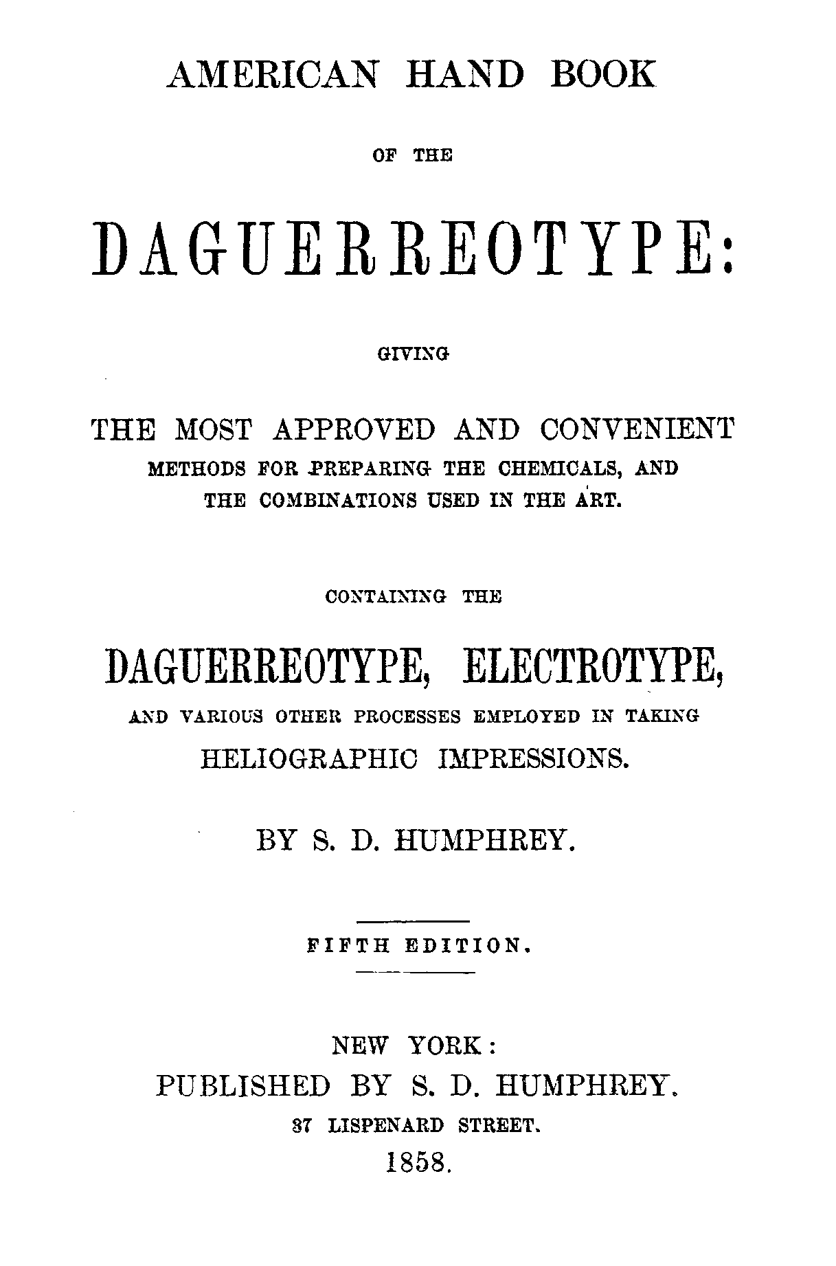 American Hand Book of the Daguerreotype
