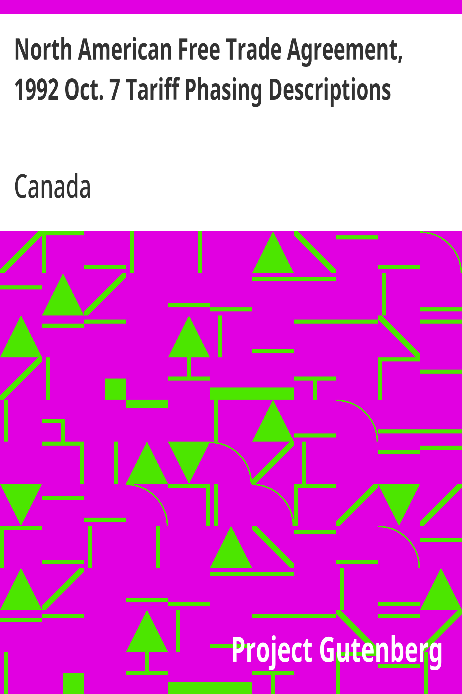 North American Free Trade Agreement, 1992 Oct. 7 Tariff Phasing Descriptions